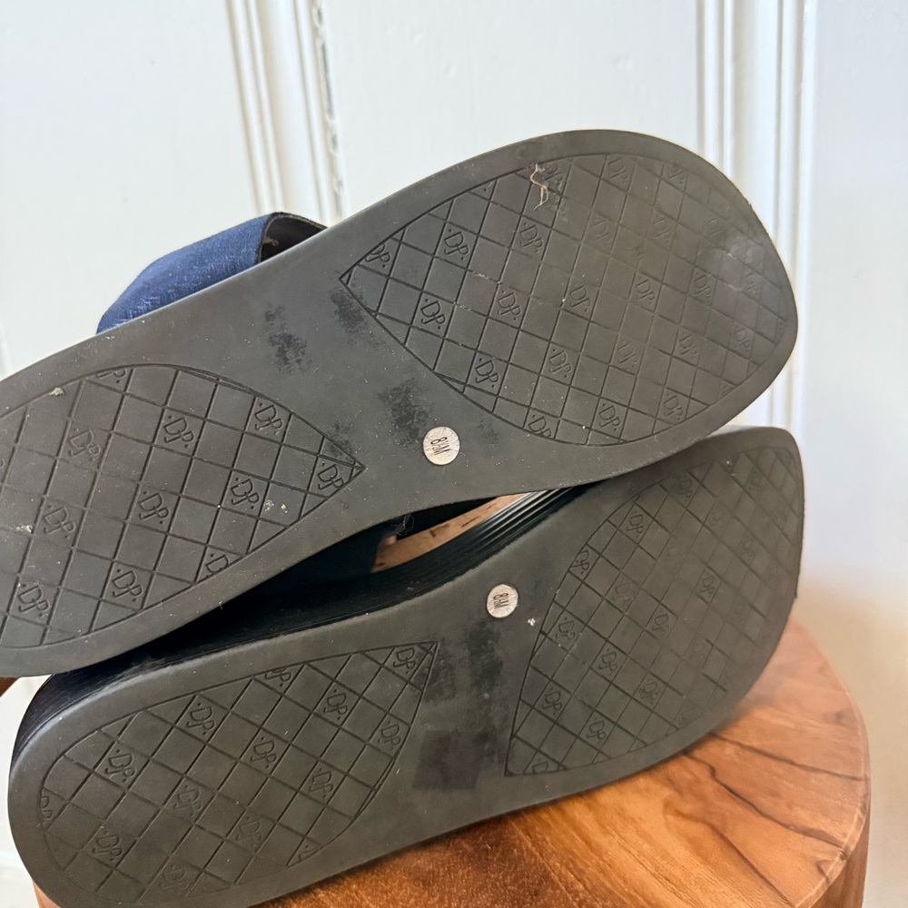 Donald J. Pliner Navy Suede and Patent Leather Platform Sandals - Picture 6 of 6